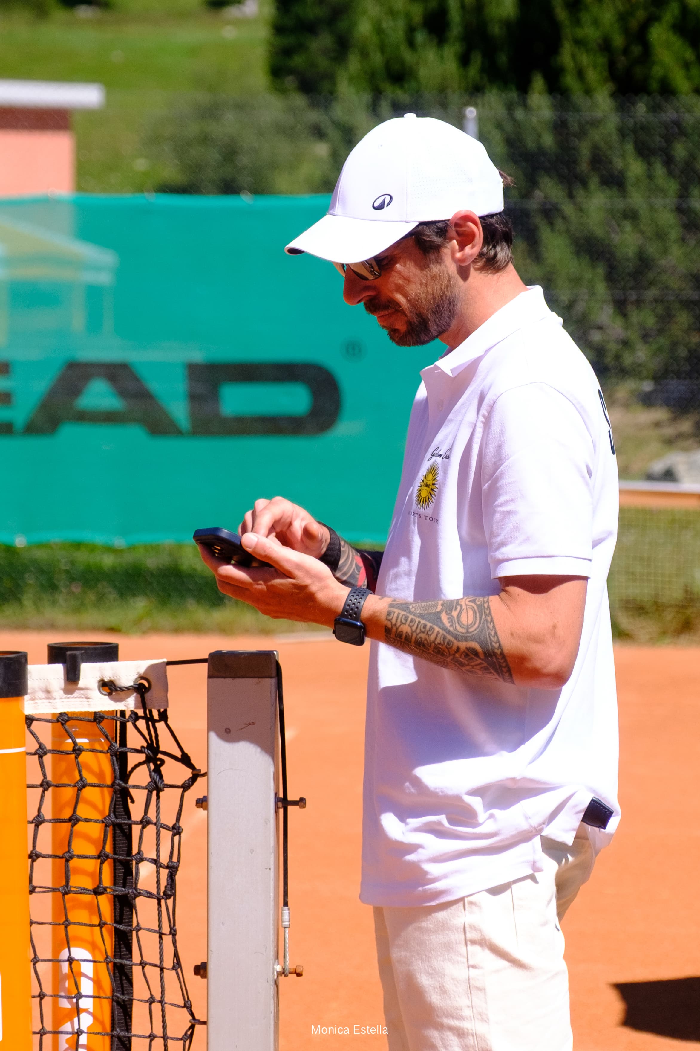 Filippo Chiani at a tennis court for Golden Era Sports Tour