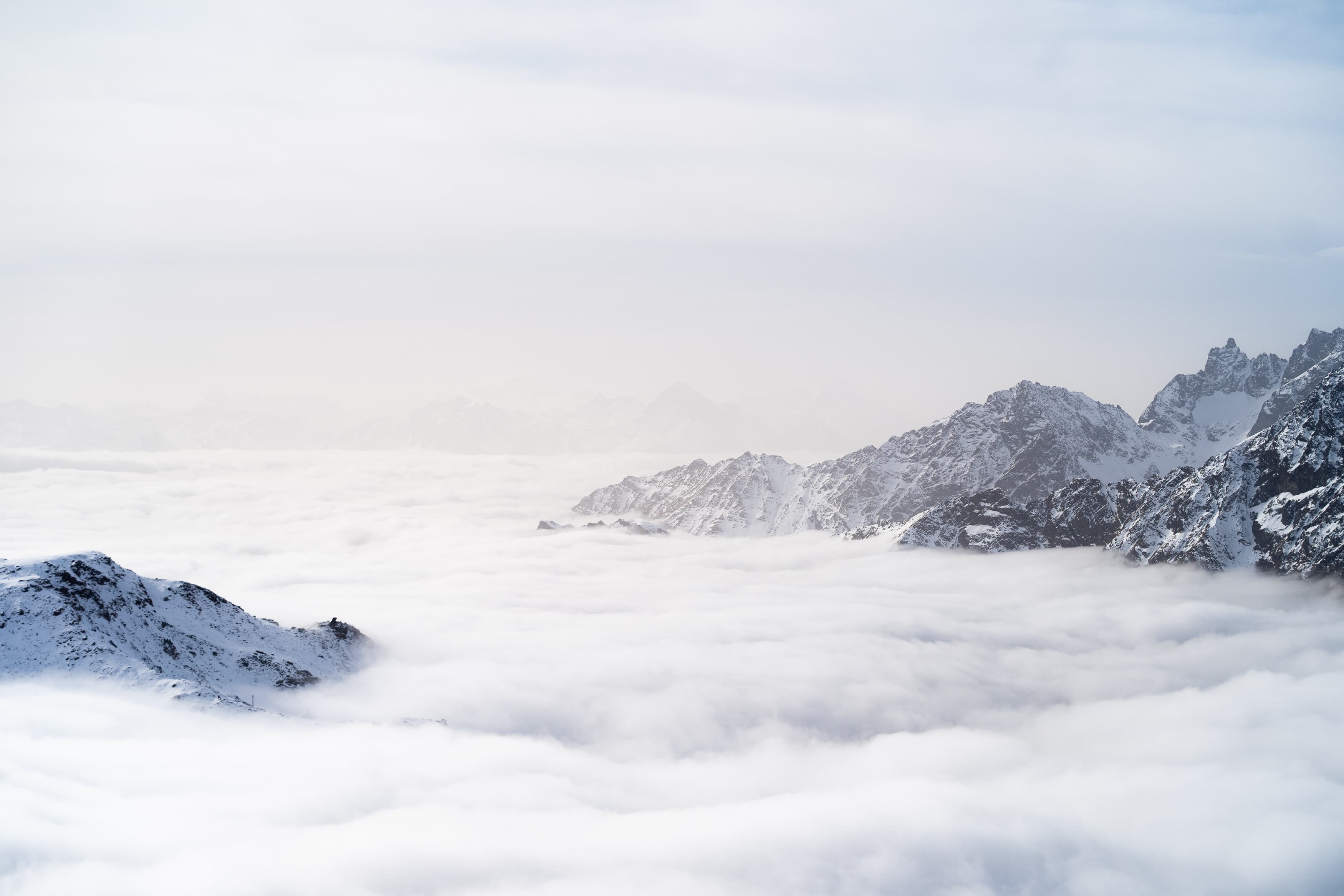 Snow panorama in the mountains